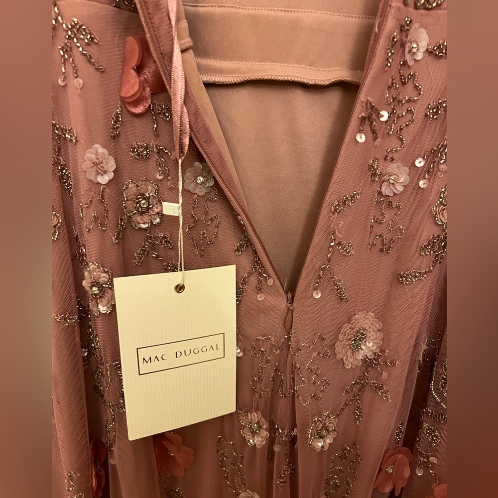 Mac Duggal Blush Floral Midi Dress - Picture 12 of 16